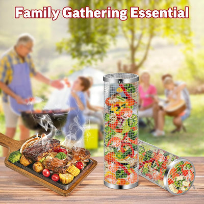 Stainless Steel Rolling Grill Basket BBQ