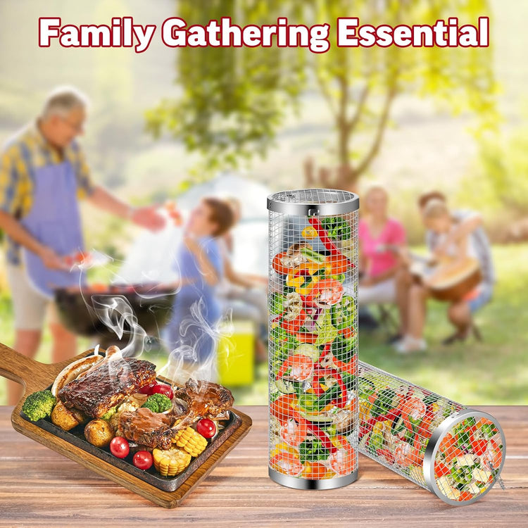 Stainless Steel Rolling Grill Basket BBQ