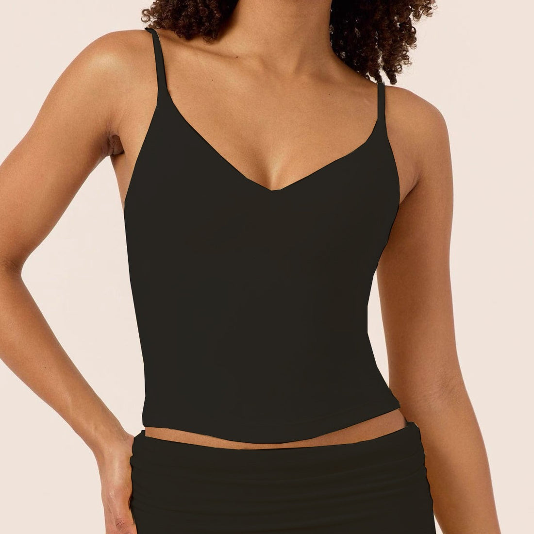 V-Neck Yoga Vest with Chest Pad Butt-Lifting Shorts