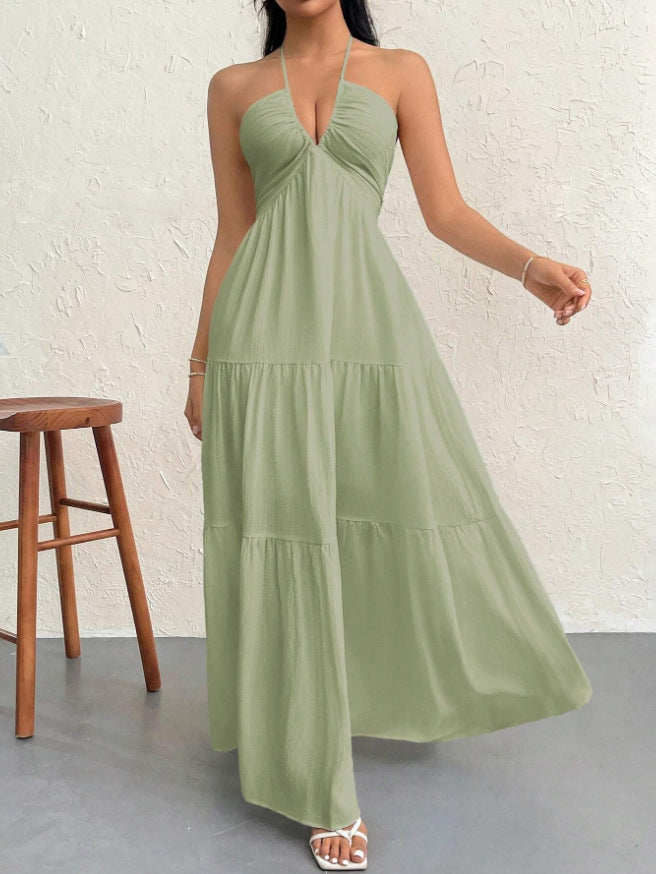 Women's deep V-neck sleeveless A-line maxi dress, photo 2