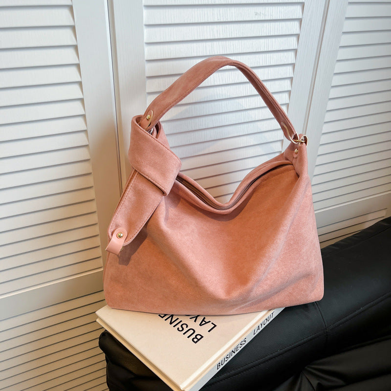 Retro Suede Shoulder Tote Bag