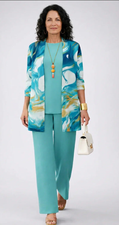 Womens 3D Print 3 Piece Outfit Tracksuit Set
