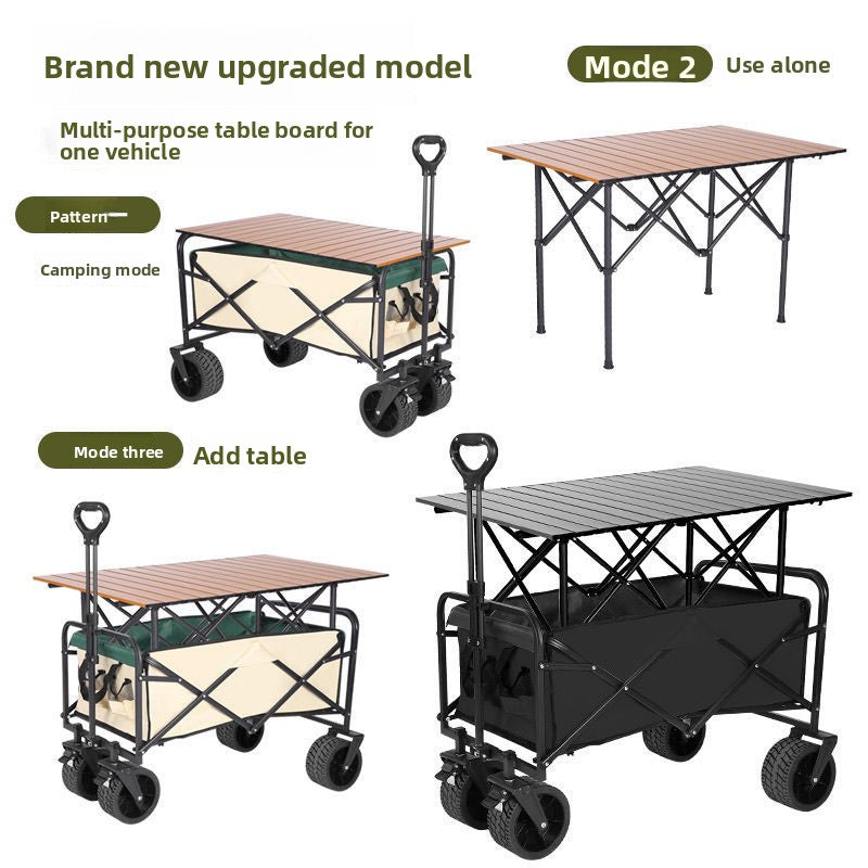 Folding Camping Cart Outdoor Utility Wagon with Table