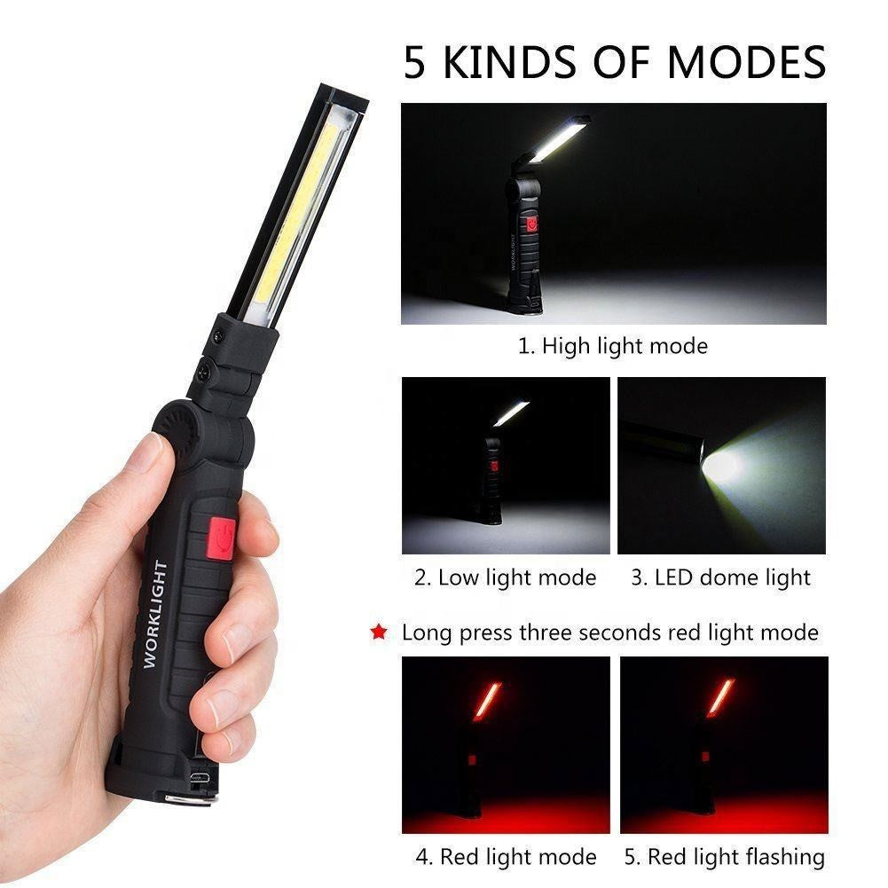 Magnetic foldable rechargeable work lamp