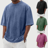 Mens Washed Color Distressed Pullover T-Shirt