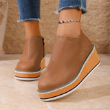 Womens Retro Wedge Boots