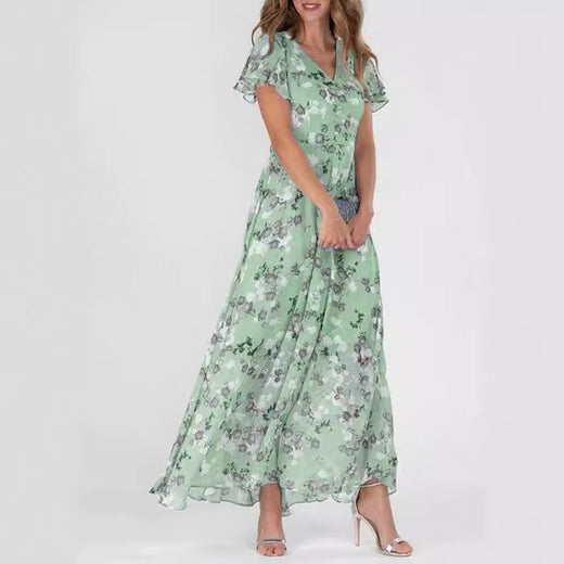 Chiffon Floral Ruffle Dress