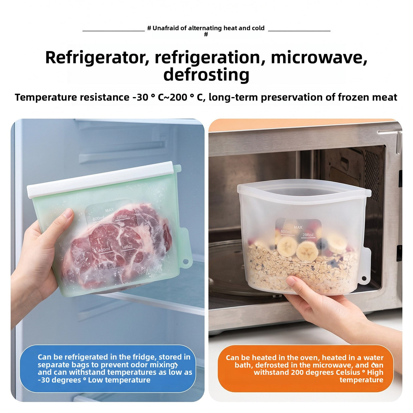 Food-grade vertical silicone fresh-keeping bag
