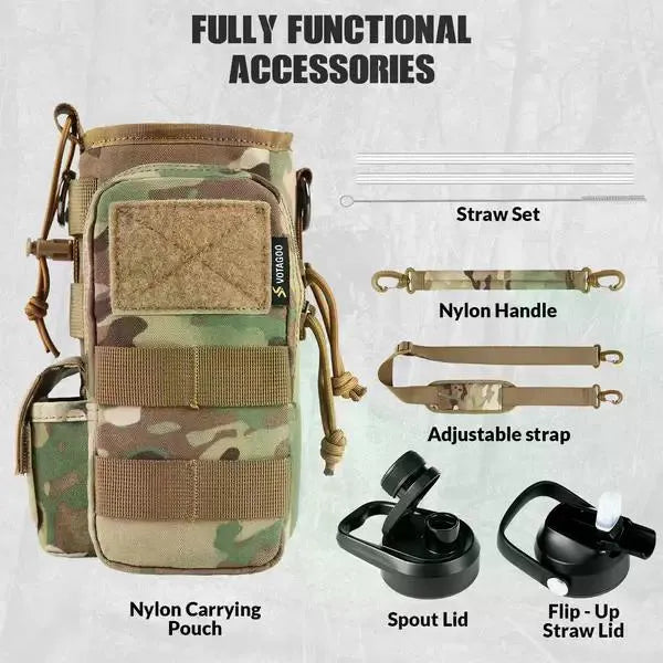 32 oz tactical water bottle full front view