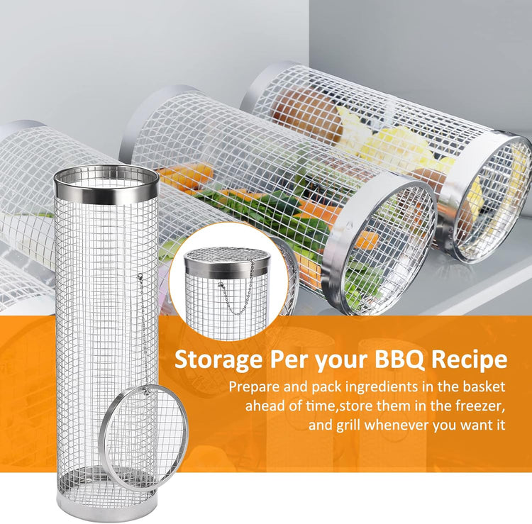 Stainless Steel Rolling Grill Basket BBQ