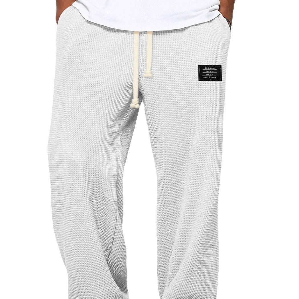 Men?s Waffle Texture Loose Wide-Leg Casual Pants