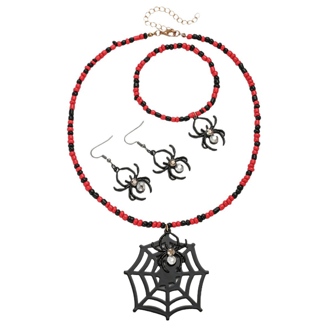 Halloween Beaded Skull Spider Jewelry Set