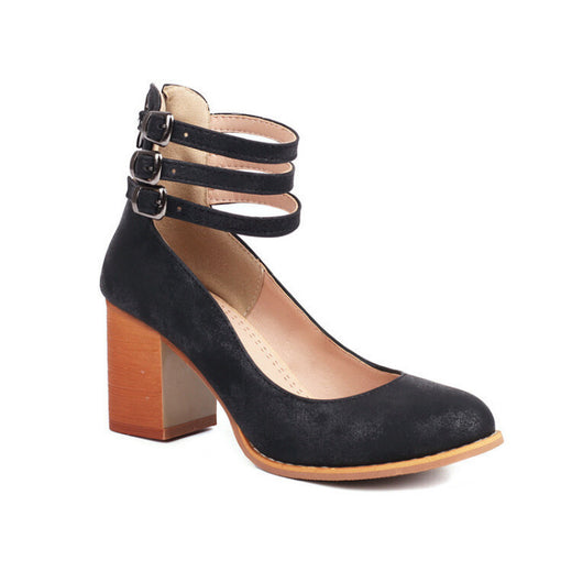 Retro Mary Jane Buckle Strap High Heel Shoes