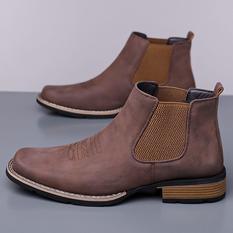 Men's Chelsea Style Faux Leather Mid-Calf Casual Boots