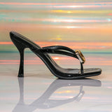 Womens Square Toe High Heel Sandals