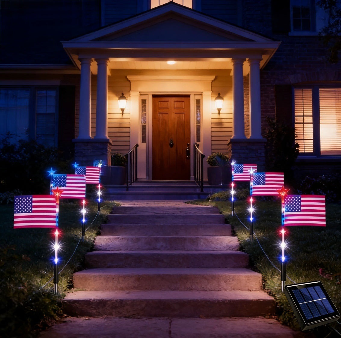 Solar American Flag Ground Stake Light