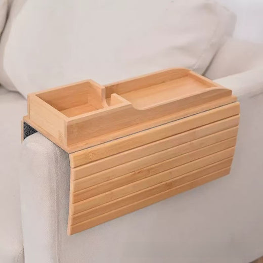 Foldable Bamboo Snack Tray with Cup Holder