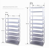 Narrow shoe rack shown in entryway setting
