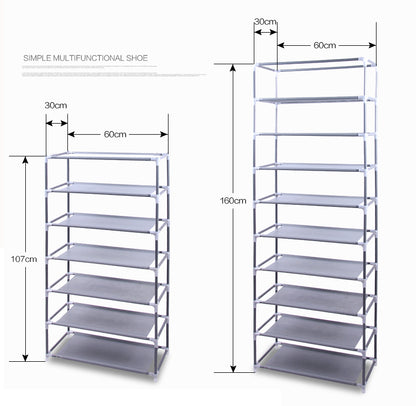 10 Tier Narrow Shoe Rack With Cover