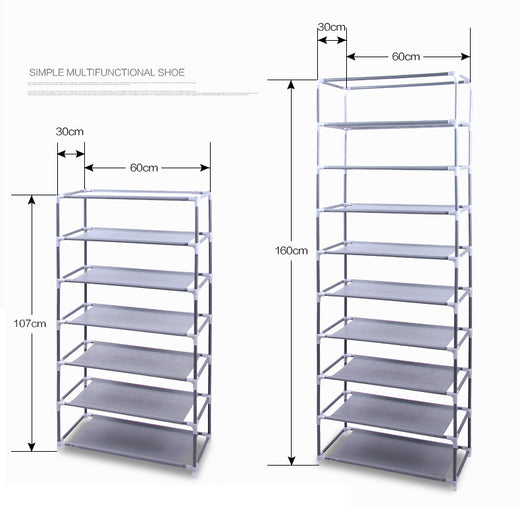 Narrow shoe rack shown in entryway setting