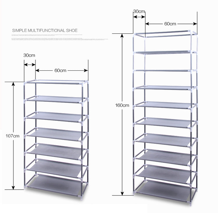 10 Tier Narrow Shoe Rack With Cover