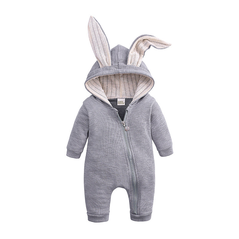 Baby Rabbit Ear Hooded Jumpsuit Cotton Romper
