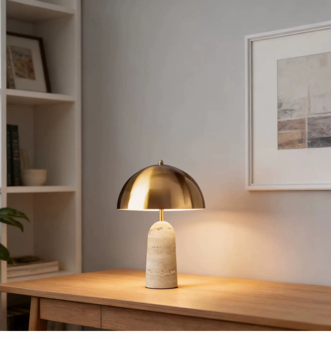 Nordic-style marble base metal mushroom floor lamp