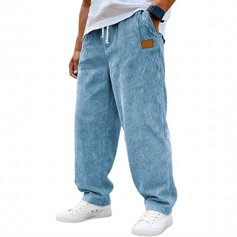 Men's 3D Digital Print Straight Leg Casual Pants with Drawstring Mid-Rise Full Length Trousers