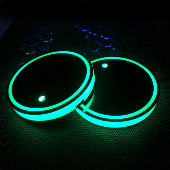 LED coasters glowing green