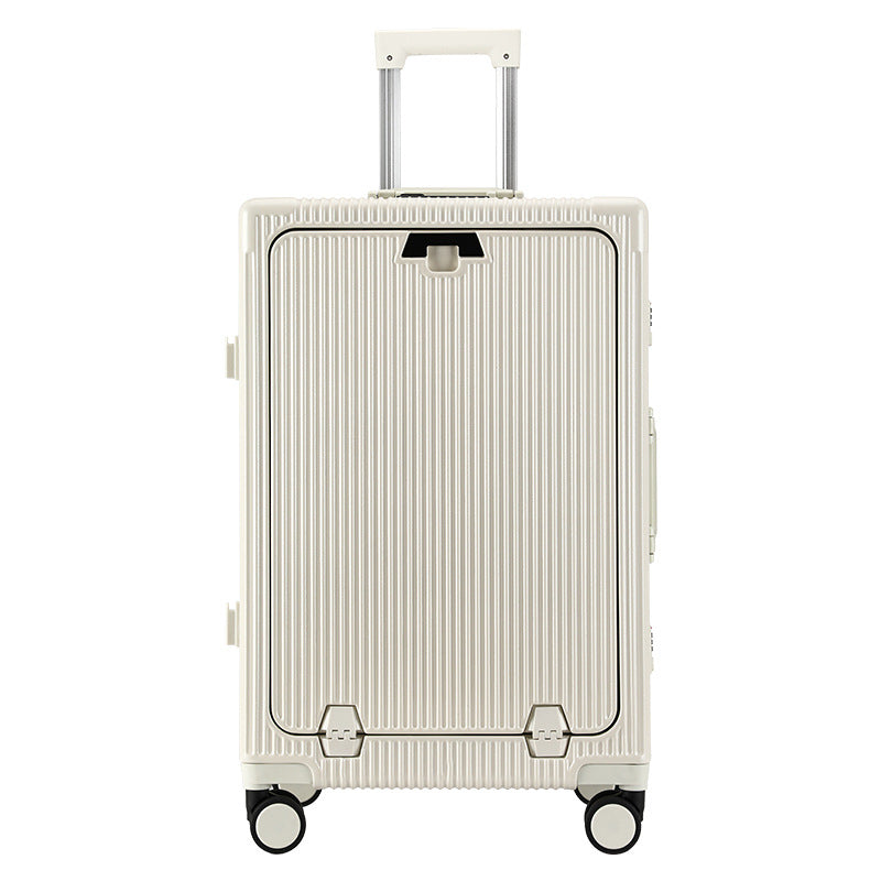 Front Opening Aluminum Frame Luggage Case with USB Charging