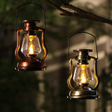 Vintage Solar LED Lantern with Flame Effect