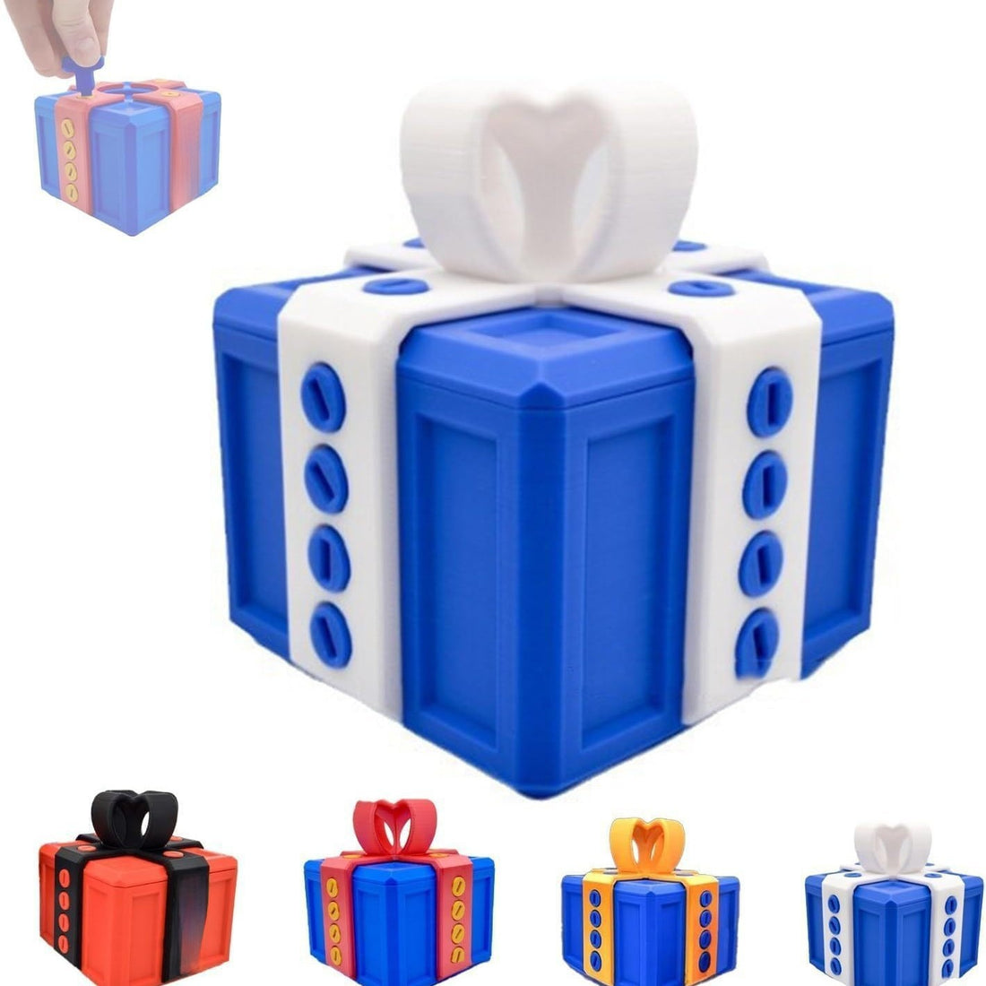 3D Printed Annoying Gift Box in Multiple Colors, blue white