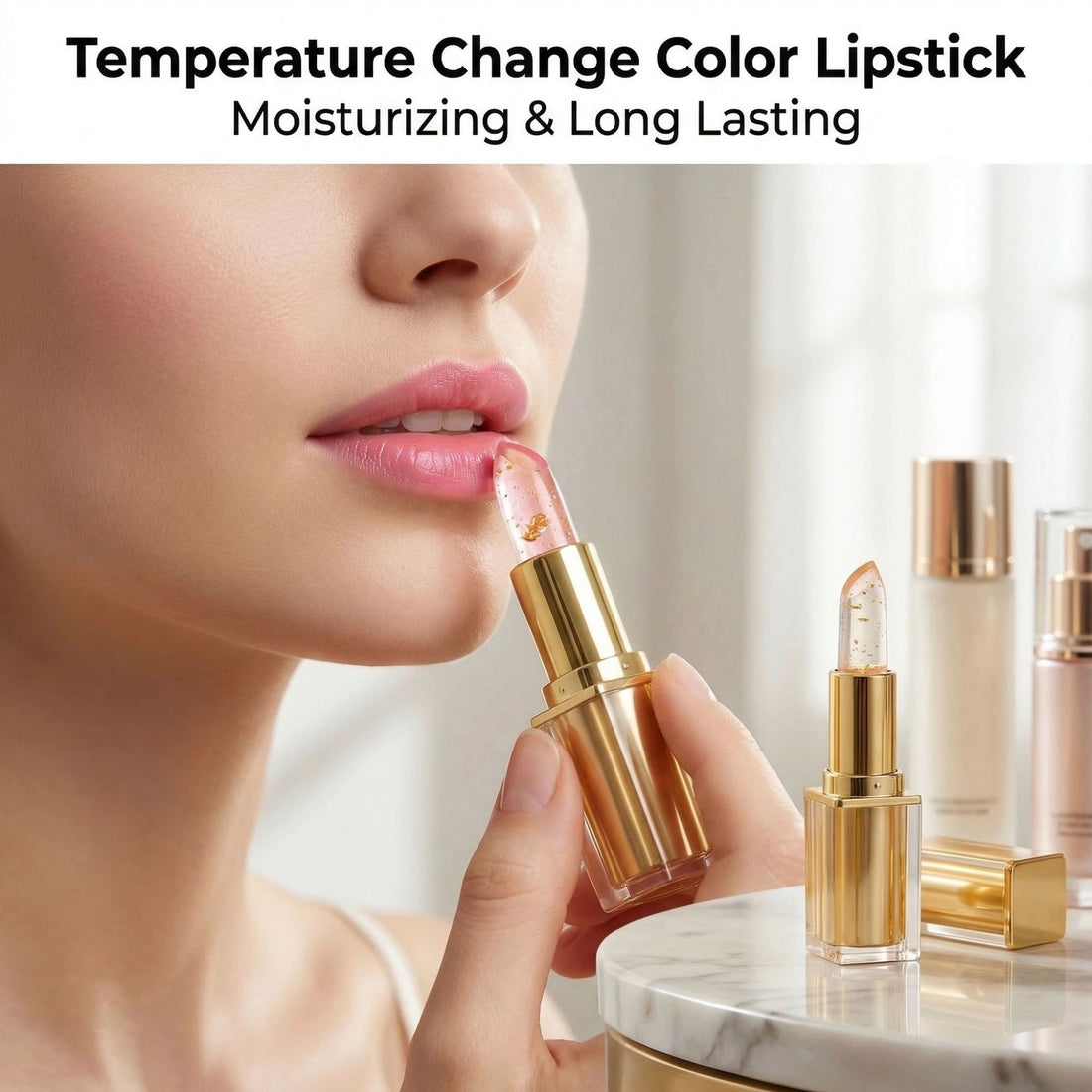 Gold foil thermochromic lipstick