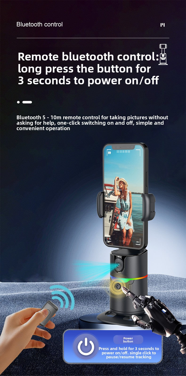 AI Face Tracking Smartphone Gimbal Stabilizer