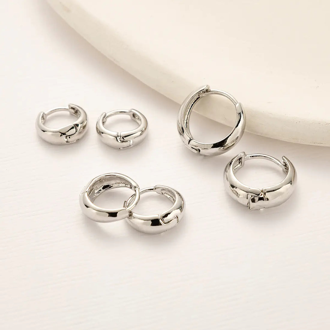 Geometric Gold & Silver Hoop Earrings Set — 6-Piece Layering Hoops - Image 4