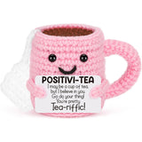 Handmade Crochet Positive Tea Cup Doll Ornament