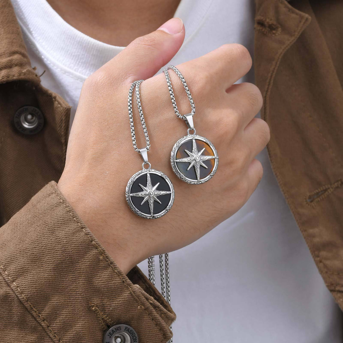 Stainless steel eight-pointed star necklace