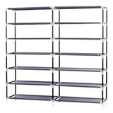 Portable shoe rack shown in a closet setting