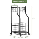 Golf bag rack dimensions and capacity view