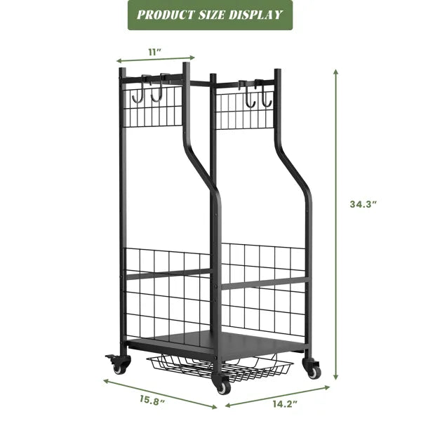 Golf bag rack dimensions and capacity view