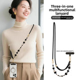 Furry Beaded Phone Strap Long Crossbody Neck Anti-Loss Chain