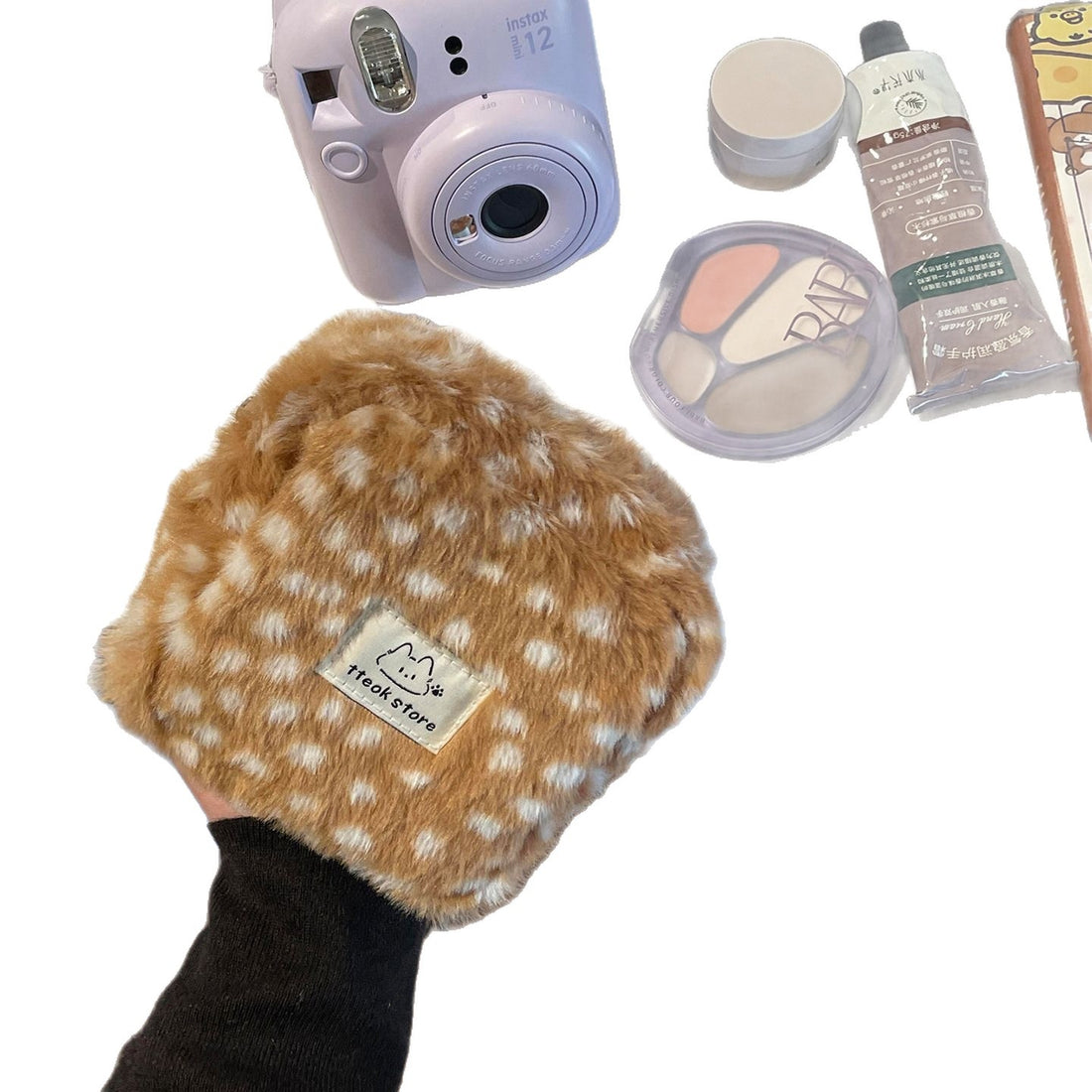 Cute Plush Deer Makeup Bag Portable Travel Storage Pouch, image 5 of 6