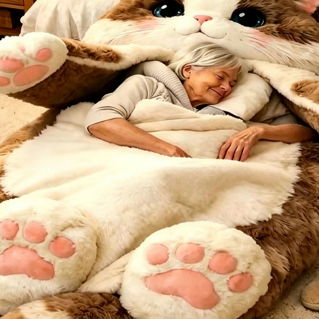 Winter adult plush cat sleeping bag