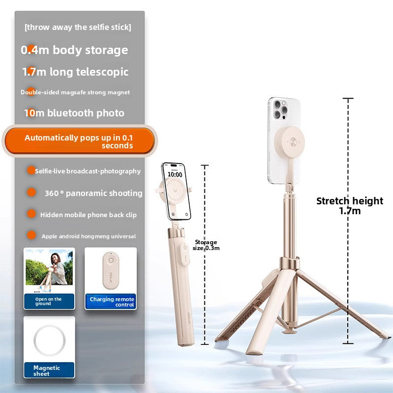 Automatic Pop-Up Bluetooth Selfie Stick with Tripod Stand