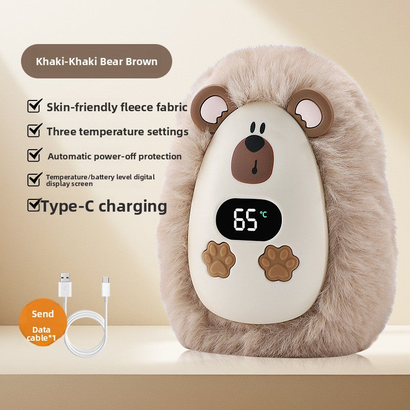 Portable Plush USB Hand Warmer with Digital Display