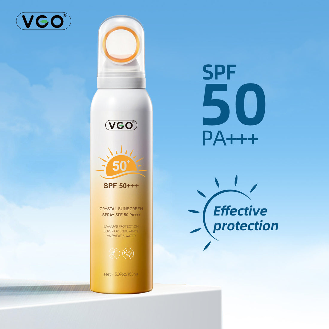 SPF 50 Sunscreen Spray being applied