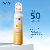 SPF 50 Sunscreen Spray being applied