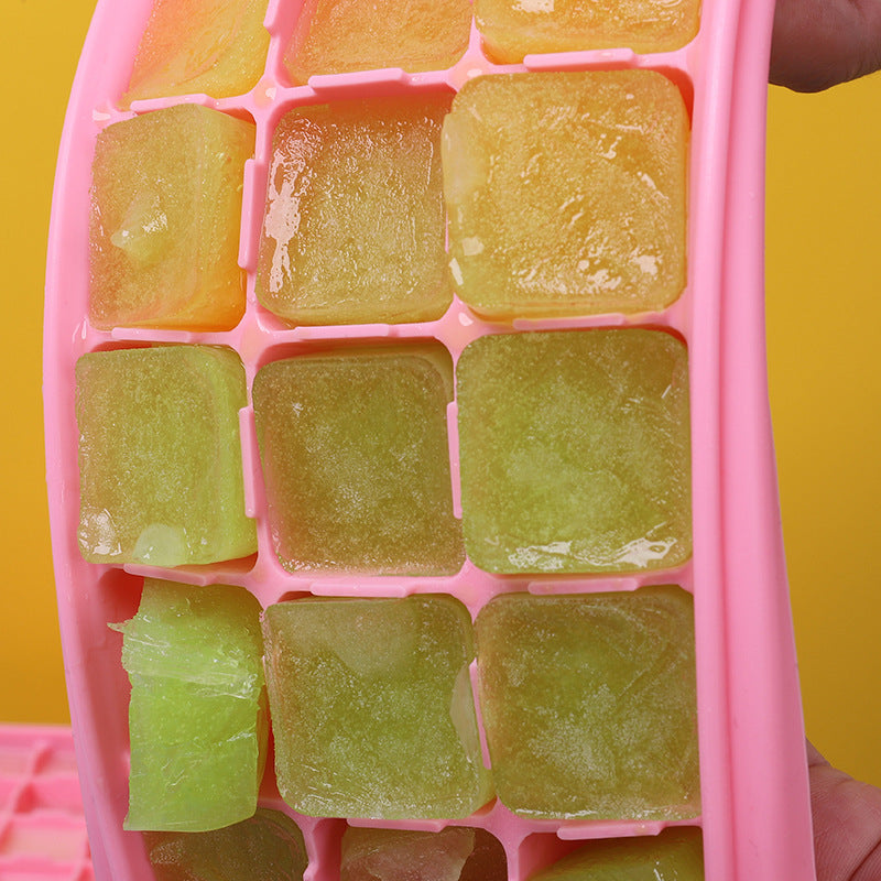 Food Grade Silicone Ice Cube Mold with Lid, Flexible Quick-Freeze Ice Tray, Easy-Release Design