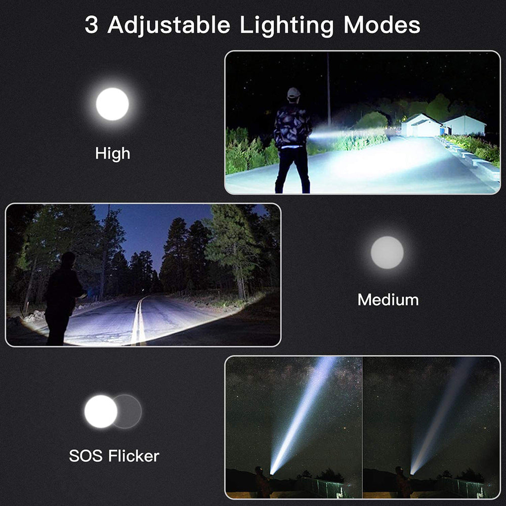 High Power Zoom LED Flashlight USB Rechargeable