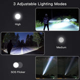 High Power Zoom LED Flashlight USB Rechargeable